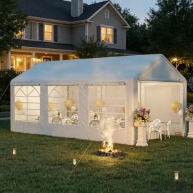 10' X 20' Heavy Duty White Party Tent Carport with Removable Sidewalls And Double Doors Large Canopy Sun Shade Shelter for Outdoor Events BBQ Wed