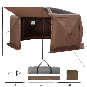 Pop up Gazebo Screen Tent, 15 x 15 ft Large 8-Sided Camping Canopy Tent with Removable Top & Carry Bag, Quick-Set & Bite-Proof
