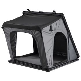 Rooftop Tent Hard Shell, 2-3 Person Aluminum Roof Top Tent Hardshell with Tri-Color LED Light, Thick Mattress & Window