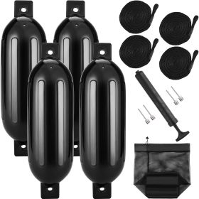 Boat Fenders, 5.5" x 20" Boat Bumpers for Docking, Inflatable Ribbed Fender with Center Holes, Marine Boat Dock Fender Bumper with Air Pump