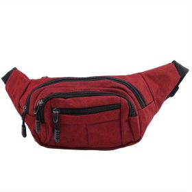 Men's And Women's Large-capacity Wear-resistant Sports Waist Bag Casual Bag Shoulder Chest Bag Light Sports Travel Bag Men's Messenger Backpack W (Color: Red)