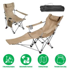 Outdoor Reclining Camping Lounge Chair 95-160 Adjustable Angle Carbon Steel Frame Heavy Duty Foldable Chair with Storage Bag for Patio Backyard T (title: default title)